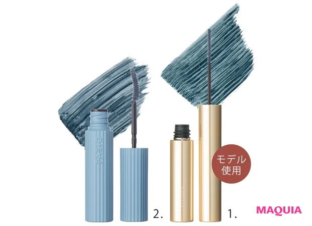 1 カールアップ マスカラ EX01 ¥3080/スナイデル ビューティ(限定品) 2 ファシオ パーマネントカール マスカラ ハイブリッド(ロング) 101 ¥1430(編集部調べ)/コーセー(限定品)