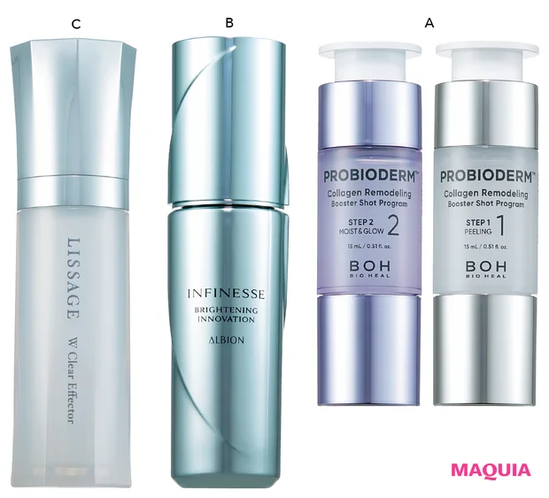 マキア　毛穴ケア　保湿　友利新　カネボウ　リサージ Wクリアエフェクター　アルビオン　アンフィネス ブライトニング イノベーション　プロバイオダーム コラーゲンリモデリング ブースターショットプログラム