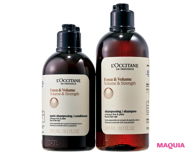 マキア プリュスベスコス 2025 髪やせケア部門 2位 ロクシタン (右)ボリューム&ストレングス シャンプー (左)同 コンディショナー