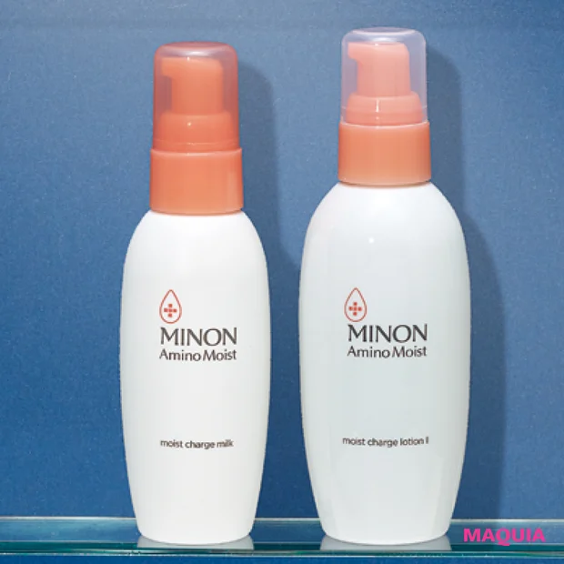 ゆらぎ肌におすすめのスキンケアブランド MINON Amino Moist(ミノン アミノ モイスト) モイストチャージ ローションⅡ もっとしっとりタイプ、モイストチャージ ミルク