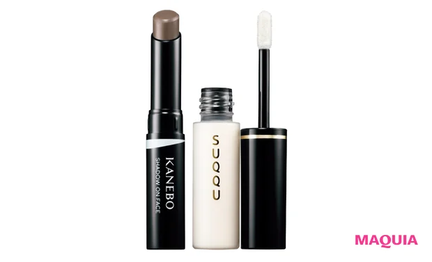 （右から）アイ エンハンシング プライマー 6.4g ￥3850／SUQQU、カネボウ シャドウオンフェース 01 ￥3300／カネボウインターナショナルDiv.