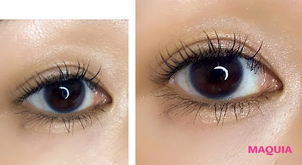 マキア　みんなのベスコス 2025年 上半期　マスカラ　1位 メイベリン スカイハイ 01　スウォッチ　メイク数時間後