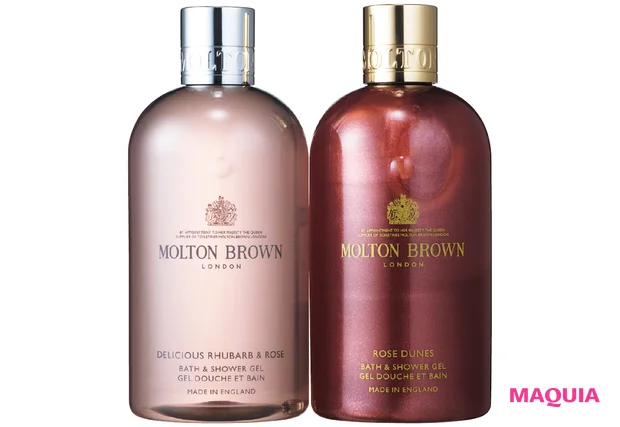 櫻坂46 守屋麗奈 モルトンブラウン （左）デリシャス ルバーブ＆ローズ バス＆シャワージェル （右）同 ローズデューン バス＆シャワージェル