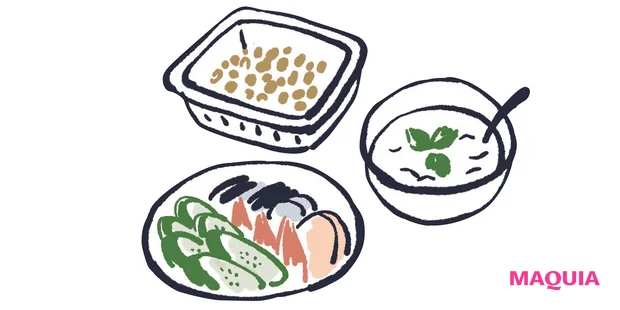 納豆、ヨーグルト、ぬか漬けなど発酵食品をプラスして