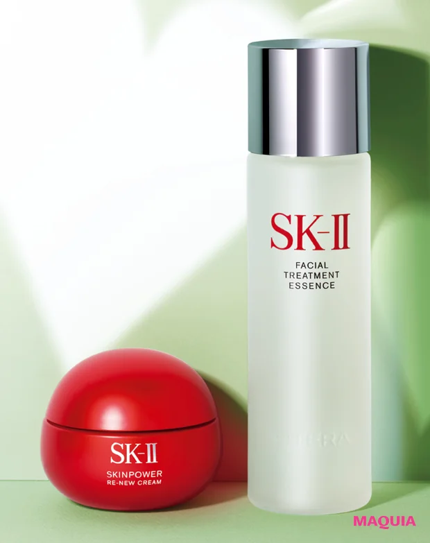 神崎恵の愛用コスメ マキア 26年2月号特別版付録 神崎恵BOX （左）SK-II スキンパワー リニュー クリーム （右）SK-II フェイシャル トリートメント エッセンス