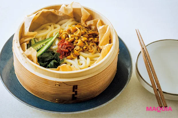 せいろ蒸し レシピ りよ子 なめこと梅の蒸しうどん