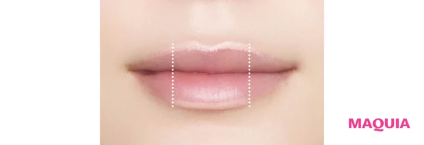 リップライナーの使い方 唇を薄く見せたい場合 唇の中央1/3だけにラインを引く