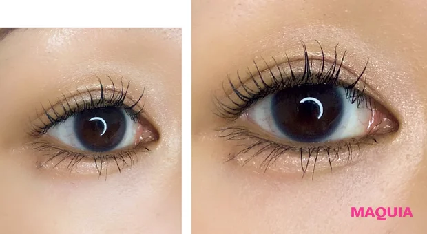 マキア　みんなのベスコス 2025年 上半期　マスカラ　1位 メイベリン スカイハイ 01　スウォッチ　つけたて