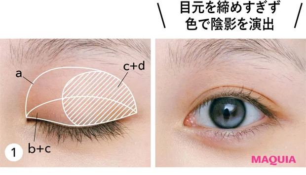 鹿の間 中顔面短縮メイク コーラルトーンで目元に陰影をつける