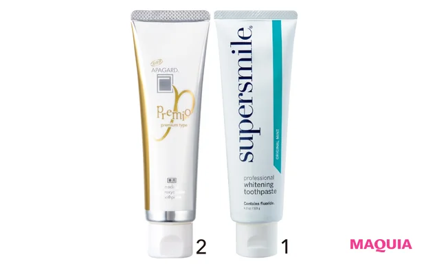 1 スーパースマイル 119g ¥3080/クチュール 2 アパガードプレミオ(医薬部外品) 100g ¥1628/サンギ