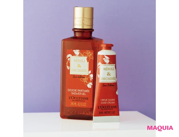 グレースオーキデ（右から）プレミアムハンドクリーム 30ml ￥1540、パフュームシャワージェル 245ml ￥3190／ロクシタンジャポン（1/26限定発売）