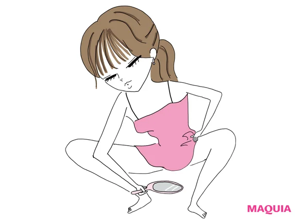 お風呂の時などに鏡を使い、色々な角度から膣まわりをチェック。