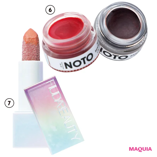 ⑥Multi-Benne Stain Pot Genet、Oscillate 各$28/NOTO ⑦Diamond Lip Balm Negligee $25/Huda Beauty