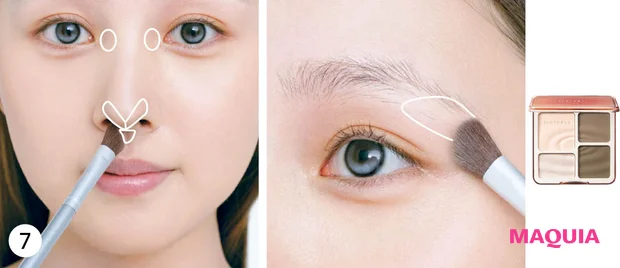 鹿の間 中顔面短縮メイク 細かくシェーディングパウダーをのせる