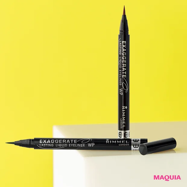 (右から)エグザジェレート ラスティングリキッド アイライナー WP 104、103 各¥1100/リンメル(限定品)