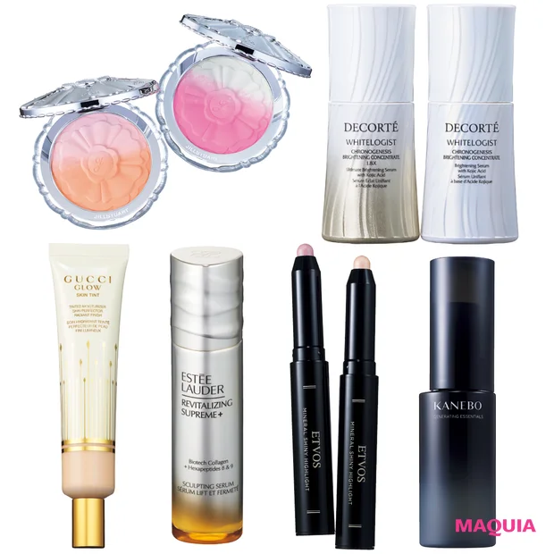 【新作・新色コスメ11選】ジルスチュアートのチークやコスメデコルテの美容液をマキアエディターズがスウォッチ＆本気レビュー！
