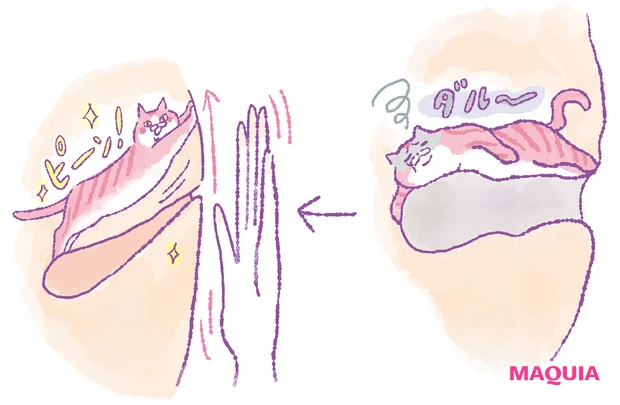 立毛筋をストレッチ