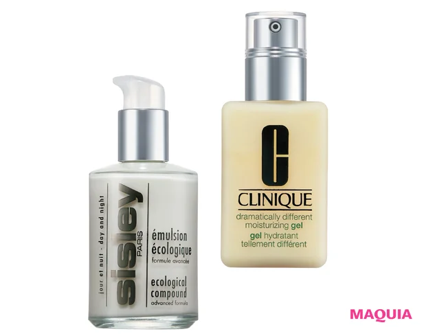 （右）クリニーク ドラマティカリー ディファレント モイスチャライジング ジェル、（左）シスレー   エコロジカル コムパウンド  アドバンスト