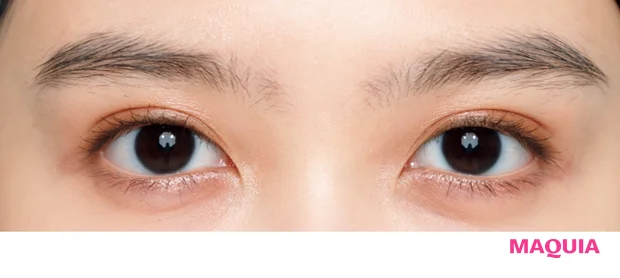 太い眉目元のアップ