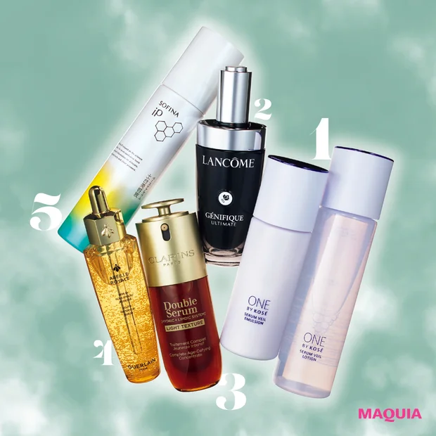 マキア スキンケア 美容液 季節の変わり目 おすすめ ONE BY KOSÉ ランコム クラランス ゲラン ソフィーナ 天野佳代子 安倍佐和子