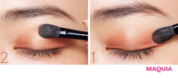 上昇シャドウ＋ハイライトで目元の立体感を出す