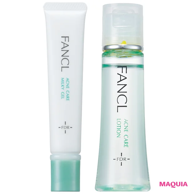 ももいろクローバーZ 佐々木彩夏さん おすすめスキンケアコスメ （左から）アクネケア ジェル乳液、同 化粧液