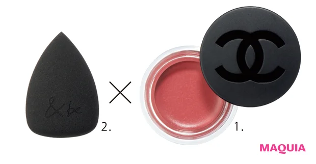 1リップ&チーク ボーム N°1 ドゥ シャネル 5 ￥6050／シャネル　2&be ブラックスポンジ ￥770／Clue