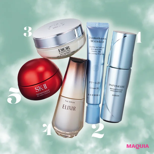 マキア スキンケア 季節の変わり目 おすすめ ディオール アルビオン SK-II エリクシール ドモホルンリンクル 天野佳代子 安倍佐和子