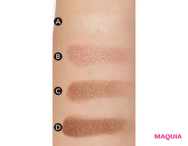 マキア ベストコスメ2025下半期 アイシャドウ コスメデコルテ スキンシャドウ デザイニング パレット 01 スウォッチ