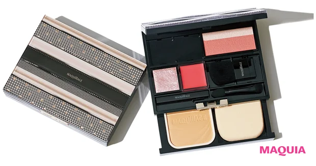 ドラマティックパレット(右から)20、10 各¥4400(編集部調べ・3/21限定発売)、ドラマティックパウダリー EX 全8色 SPF25・PA+++ 各¥3300(編集部調べ)/マキアージュ