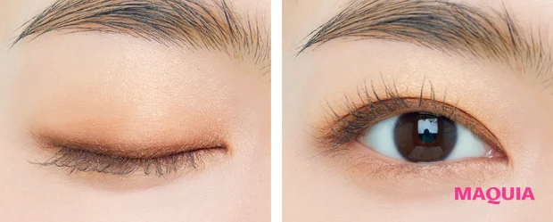 2026年春新作コスメ プチプラアイパレット エクセル スキニーリッチシャドウ N SK03 二重の仕上がり