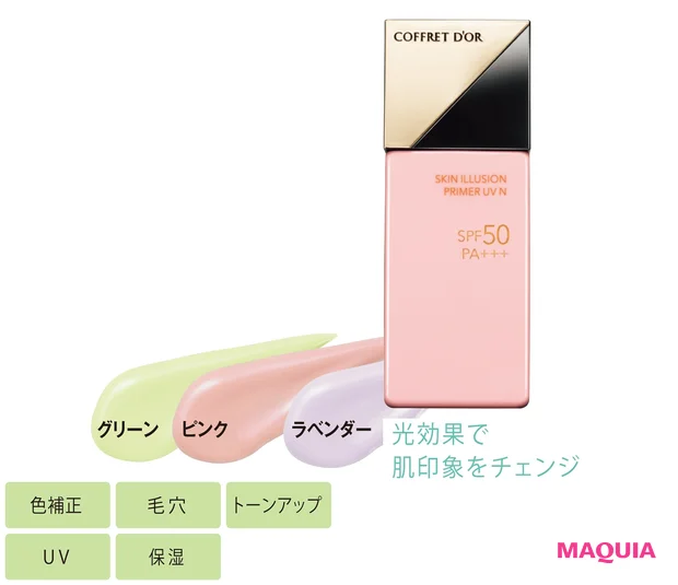 COFFRET D'OR スキンイリュージョンプライマーUVn SPF50・PA+++ 25ml 全3色 各¥3080(編集部調べ)