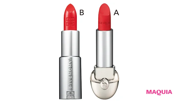 A ルージュ ジェ ヴェルヴェット メタル 880 ¥4180(ケース別売り ¥4730)/ゲラン B ルージュ・アンテルディ・シルキー 306¥5060/パルファム ジバンシイ(9月14日発売)