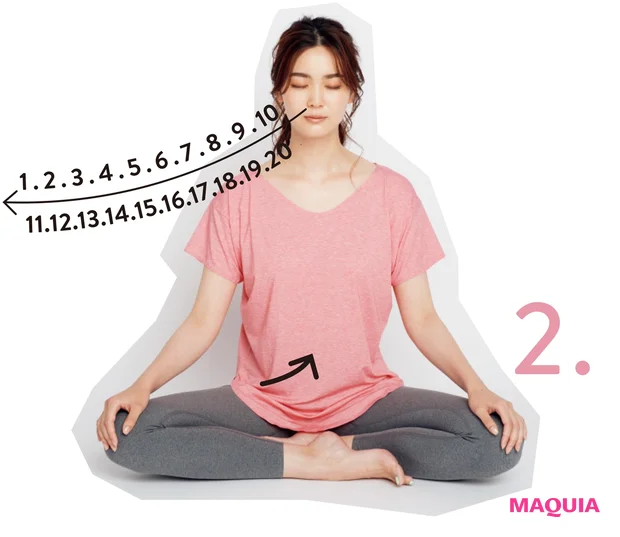 2.20秒かけて鼻から息を吐く