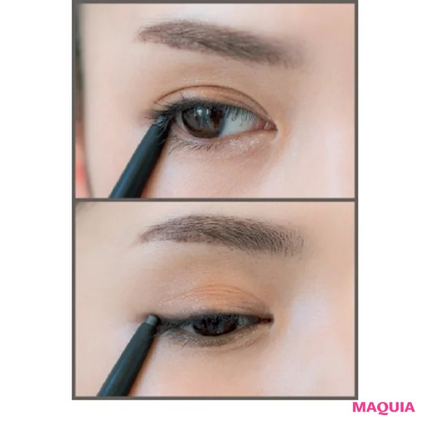 グレーのアイライナーでインラインを引く