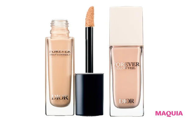 (右から)ディオールスキン フォーエヴァー グロウ ヴェール 30ml ¥7150、同 ディオールスキン フォーエヴァー スキン コレクト コンシーラー 全10色 11ml 各¥5390/パルファン・クリスチャン・ディオール
