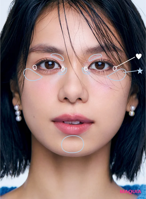 くすみを飛ばすハイライトを入れる場所