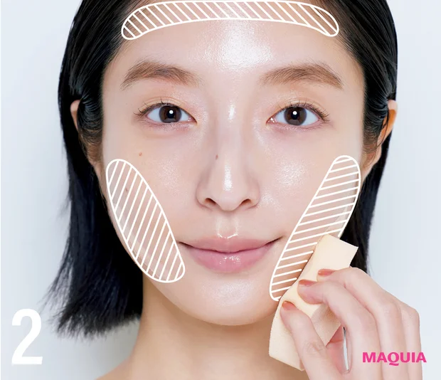 鈴木えみ ベースメイク AI肌 薄膜ファンデを顔の外側に