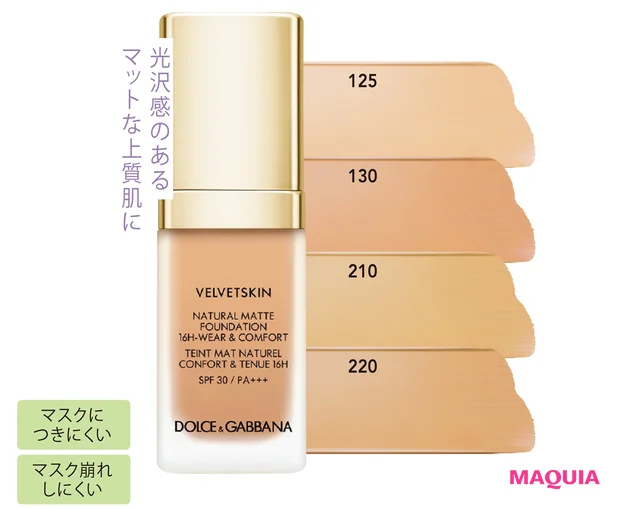 DOLCE & GABBANA BEAUTY ベルベットスキン ナチュラルマット ファンデーション ロングウェア&コンフォート SPF30・PA+++ 30ml 全4色 各¥7590
