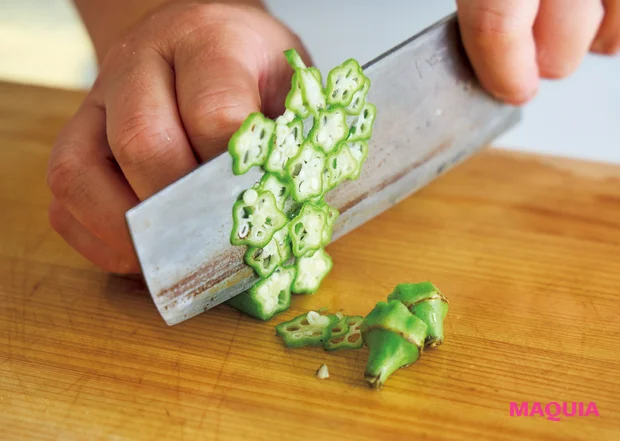 マキア 夏バテ 食べ物 薬膳 レシピ おくらザーサイ冷ややっこ 2
