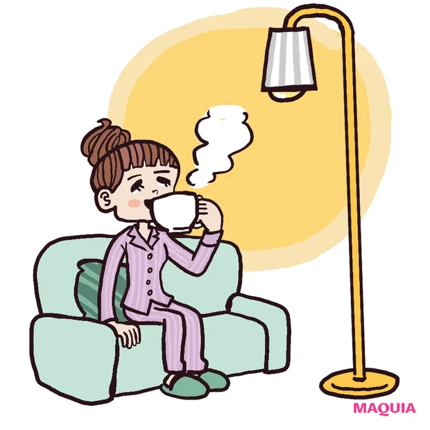 夜は照明を暗めにする