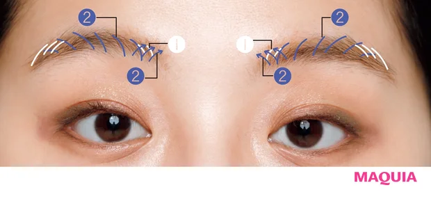 薄い眉のオシャレ眉メイク アップ