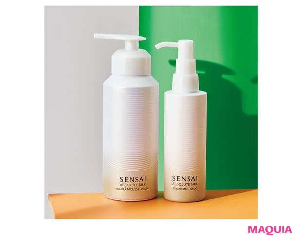 センサイ AS(右から)クレンジングミルク 150ml ¥8250、マイクロムースウォッシュ 180g ¥8800/カネボウ化粧品(4/5発売)