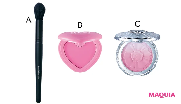 櫻坂46 守屋麗奈 セルフメイク 秋 ベアミネラル ディフューズド ハイライター ブラシ リリーバイレッド ラヴビーム チークバーム #02 ジルスチュアート パステルペタル ブラッシュ 04