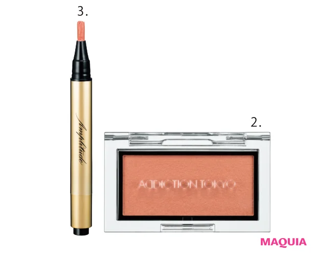 2ザ ブラッシュ マット 005M ￥3300／アディクション ビューティ　3コンスピキュアス ブラッシュリップス 08 ￥5170／アンプリチュード