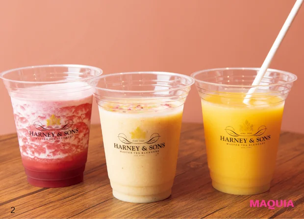 HARNEY & SONS表参道店 ティースムージー 「ミルキー・マンゴー」「シナモン・アップルバナナ」「ラズベリー・パイン」