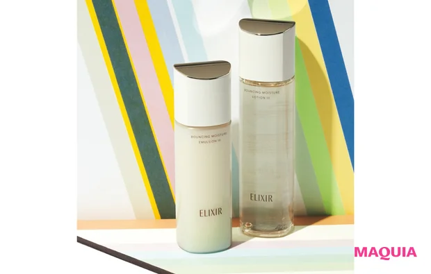 リフトモイスト（右から）ローション SP Ⅲ[医薬部外品] 170ml ￥3300、エマルジョン SP Ⅲ[医薬部外品] 130ml ￥3850（価格はともに編集部調べ）／エリクシール（9/21発売）