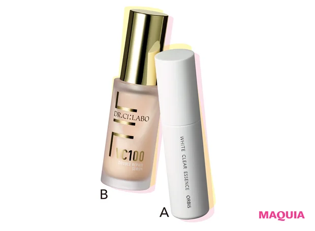 Aホワイトクリアエッセンス(医薬部外品) 25ml ¥5500/オルビス B VC100 ダブルリペアセラム 30ml ¥7700/ドクターシーラボ