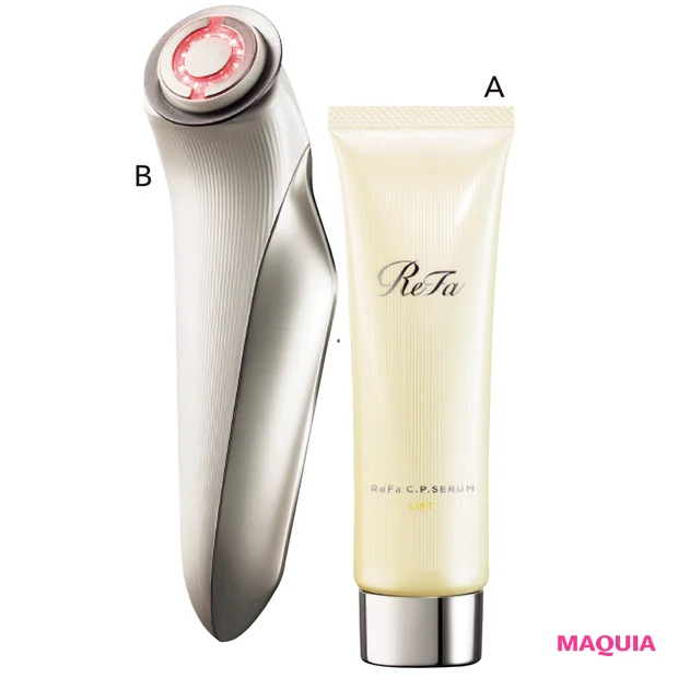 AリファC.P.セラムリフト 50ml ¥4364、B1回5分のケアでOK。リファビューテック レイズ ¥38000/MTG