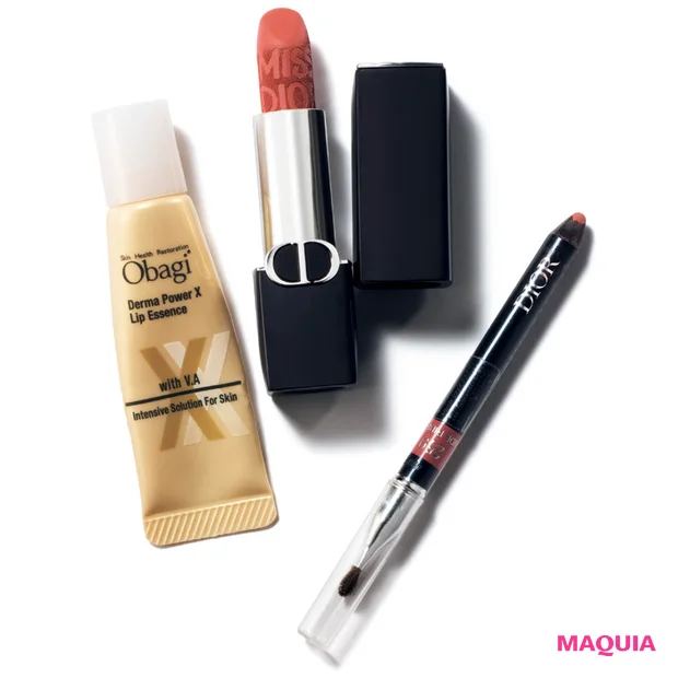 田中みな実のポーチの中身 ディオールのリップとリップライナー オバジのリップエッセンス